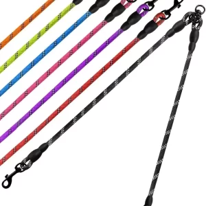 Double Dog Leash Coupler Dual No Tangle Reflective Red Rope