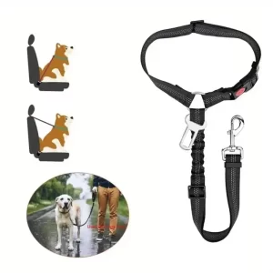 3-in-1 Dog Car Seat Belt Bungee Leash | Adjustable & Reflective Pet Safety.